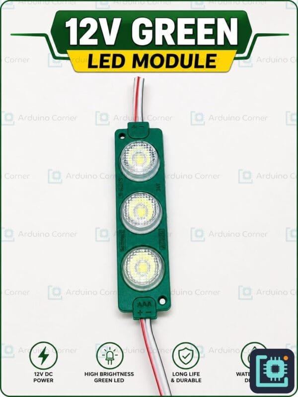 SMD 3030 LED Module — 3 LED, DC 12V, Waterproof (Green)