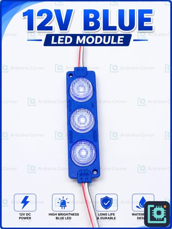 SMD 3030 LED Module — 3 LED, DC 12V, Waterproof (Blue)