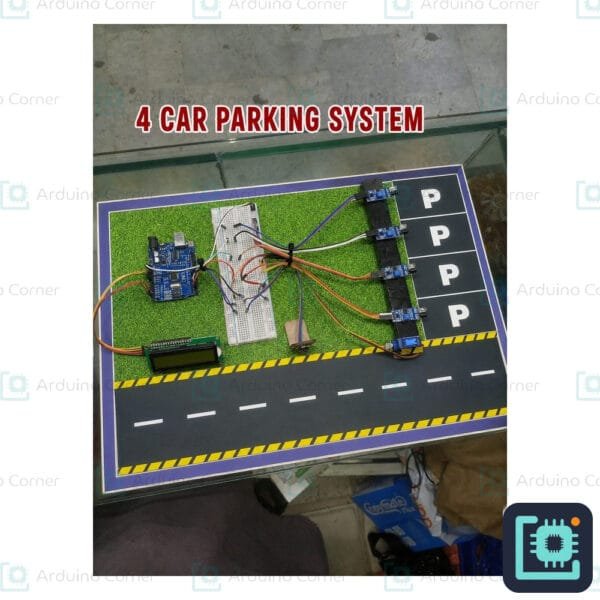 Arduino 4-car parking system project — IR sensor smart parking with LED and LCD