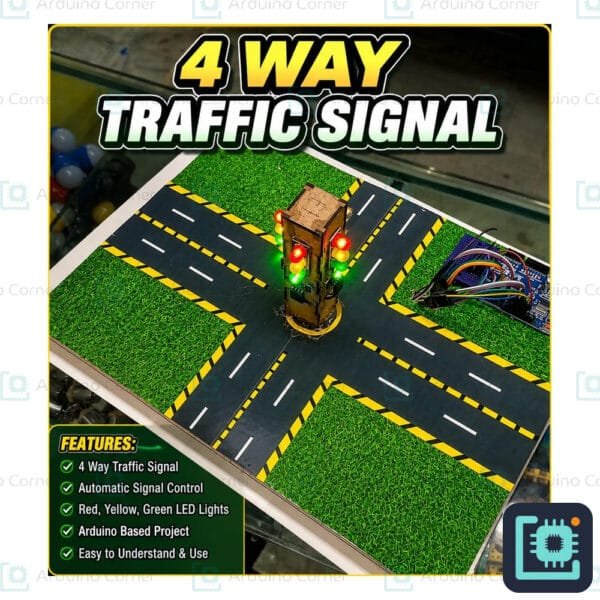 Arduino 4-way traffic signal project — automatic traffic light model on road diorama Arduino 4-way traffic signal project — automatic traffic light model on road diorama