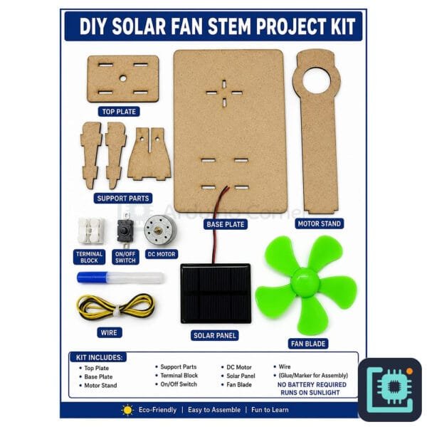 DIY Solar Fan STEM Kit — Solar-Powered Fan (Runs on Sunlight, No Battery)