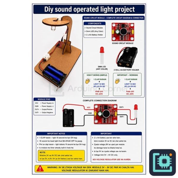 DIY Sound-Operated Light Kit — Clap-Activated Lamp (STEM Project)