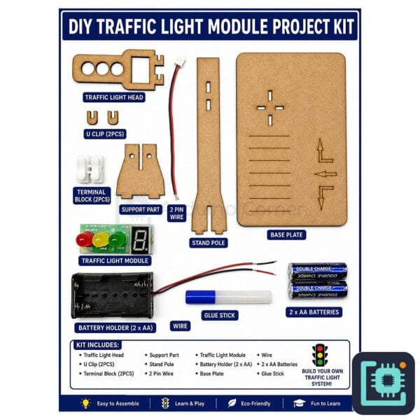 DIY Traffic Signal STEM Kit — Working Traffic Light with Countdown