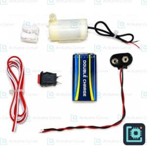 DIY water pump electric circuit STEM kit — DC water pump motor, 9V battery, switch and wires