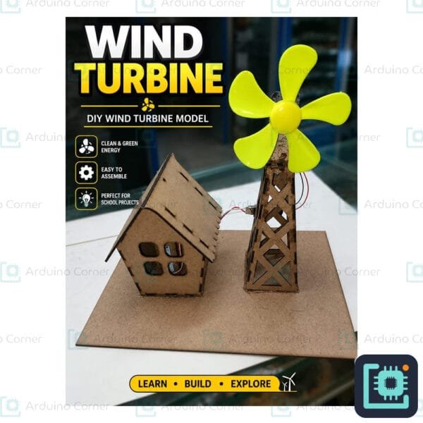 DIY wind turbine STEM project — wooden windmill model that generates power from wind
