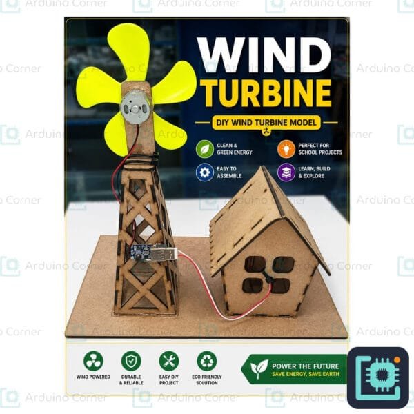 DIY wind turbine STEM project — wooden windmill model that generates power from wind