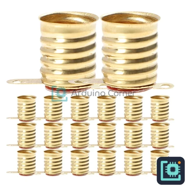 E10 Brass Screw Bulb Holder with Solder Tags (MES)