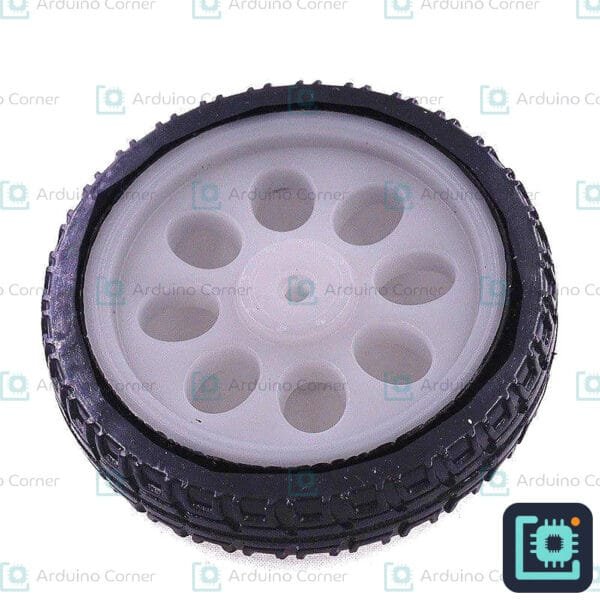 65mm Robot Wheel for TT/BO Gear Motor (Black Tyre, White Rim)