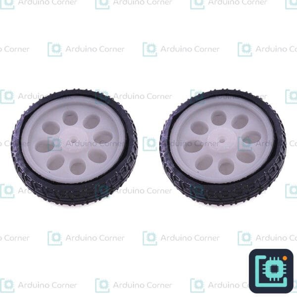 65mm Robot Wheels for TT/BO Motor — Set of 2 (Black Tyre, White Rim)