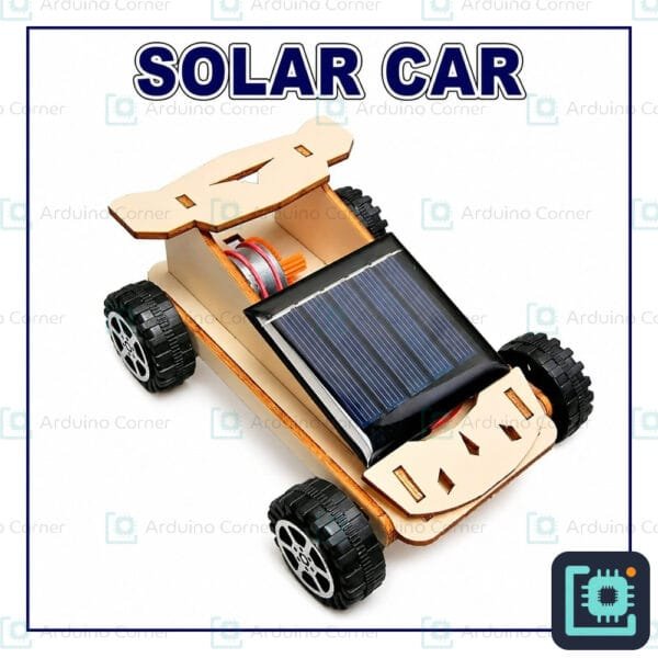 DIY solar car STEM project kit — wooden model car with solar panel and DC motor
