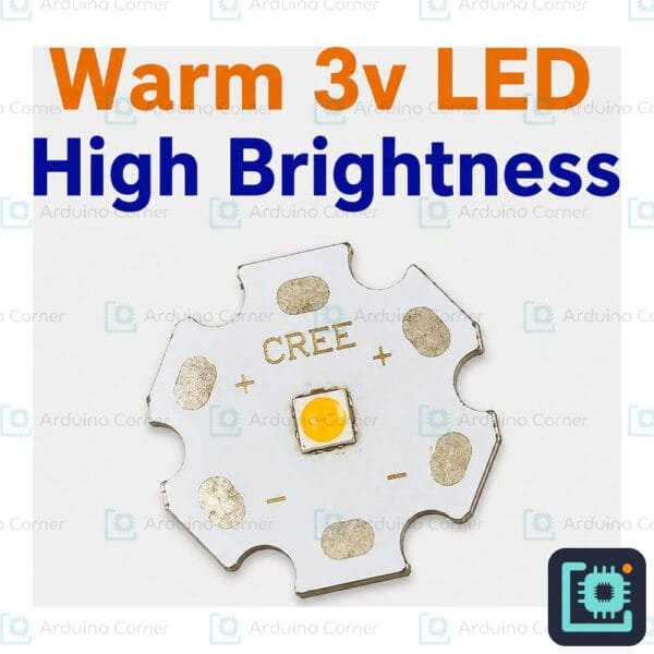 Warm white 3V high-brightness LED mounted on an aluminium star PCB